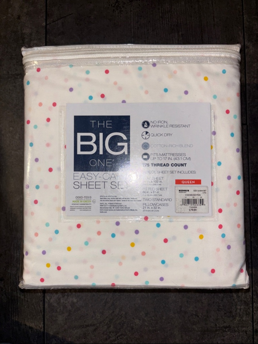 The Big One White Sheet Set with Multicolor Polka Dots